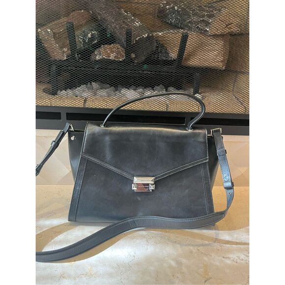 Michael Kors Black Leather Handle Bag With Strap - Picture 3 of 9